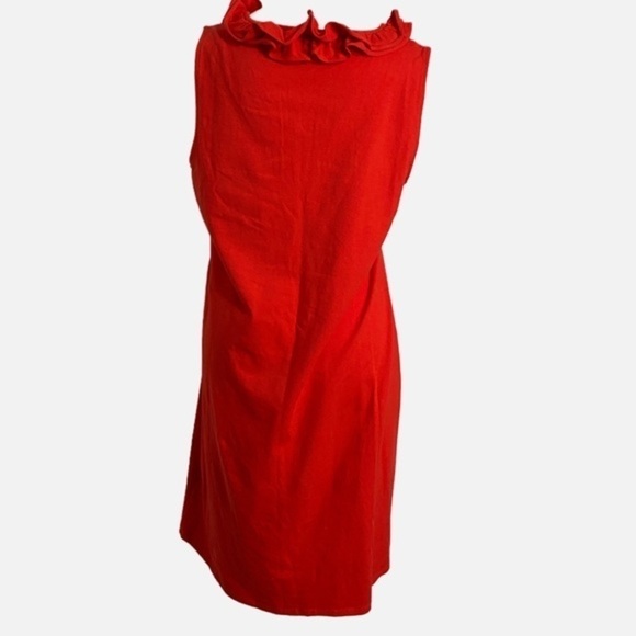 Talbots Womens Dress Sleeveless‎ Red Knit Jersey Ruffle at Neckline - Picture 2 of 10